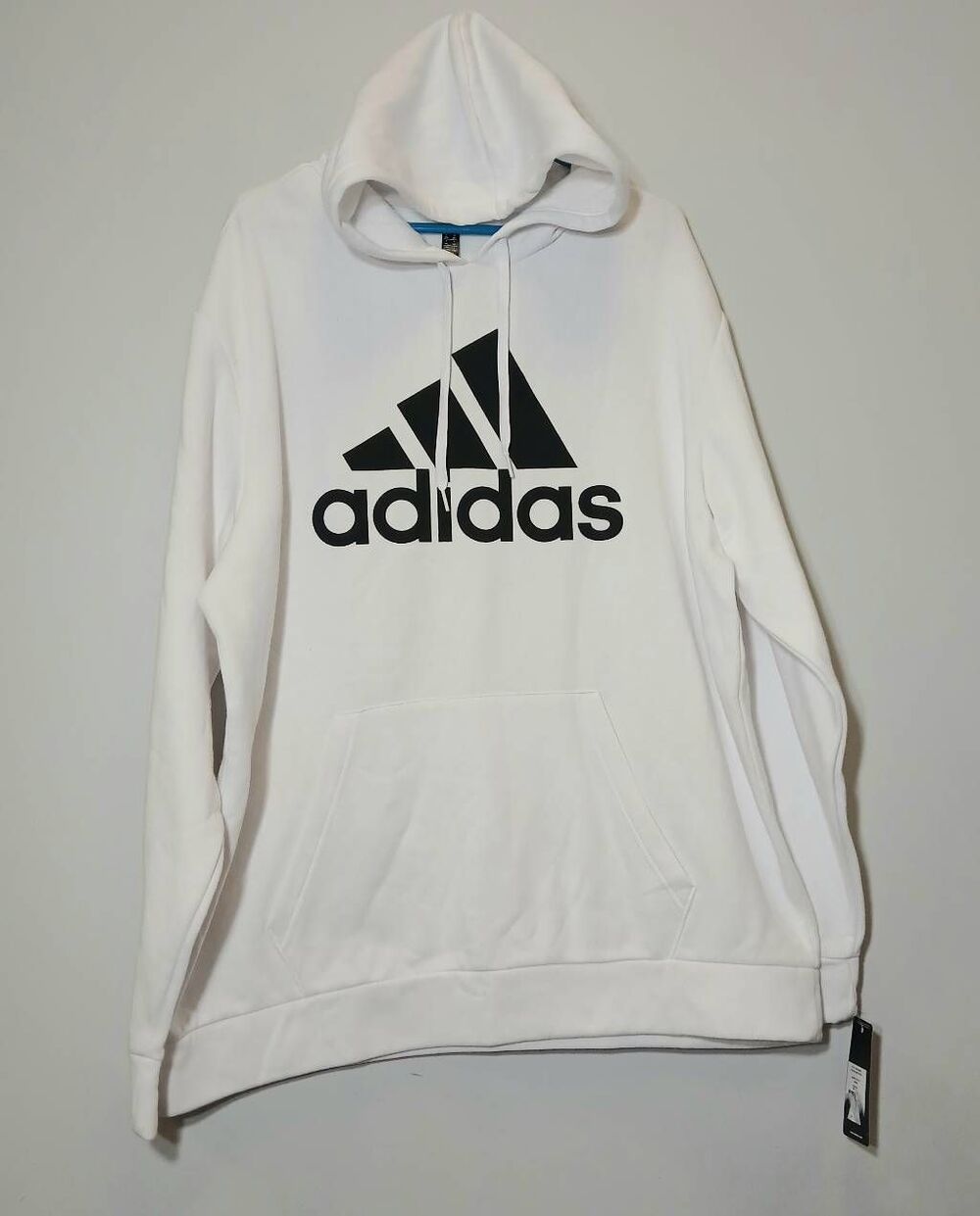 Adidas mens 2xl fleece cotton hoodie pullover white black